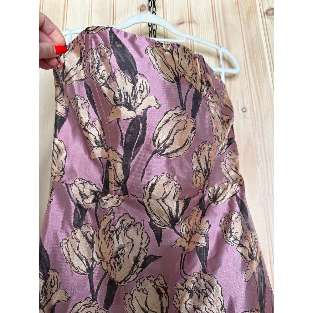 NWT Lulus Gowning Around Mauve Floral Jacquard Strapless Maxi Dress Party Gala L - Picture 6 of 10